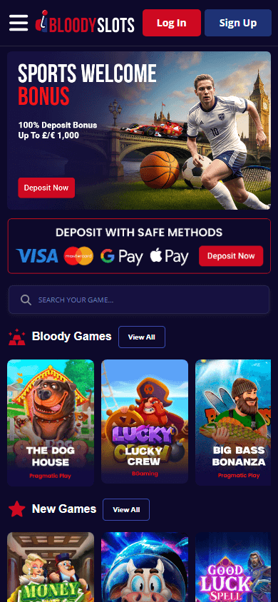 Bloody Slots independent casino UK screenshot 2 showing platform interface