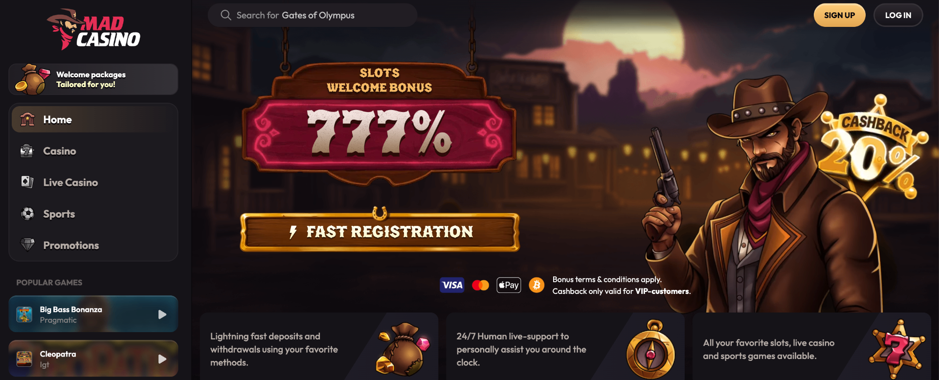 Mad Casino independent casino UK screenshot 1 showing platform interface