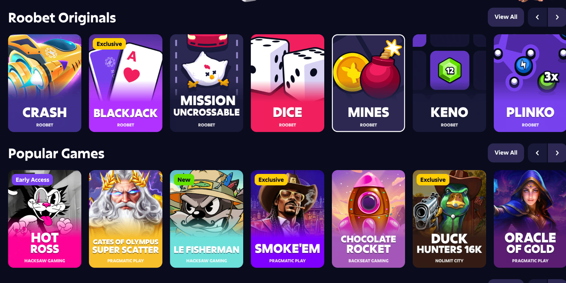 Roobet independent casino UK screenshot 1 showing platform interface