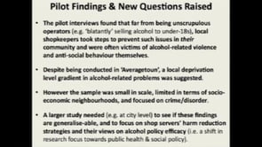 Dr Alasdair Forsyth: Off-trade shopkeepers experience of alcohol issues